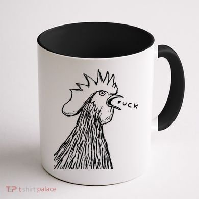 Funny Chicken Rooster Saying Fuck Coffee Mug back