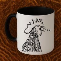 Funny Chicken Rooster Saying Fuck Coffee Mug thumb 2