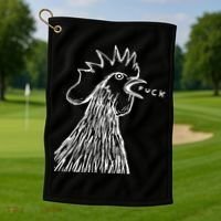 Funny Chicken Rooster Saying Fuck Golf Towel thumb 1