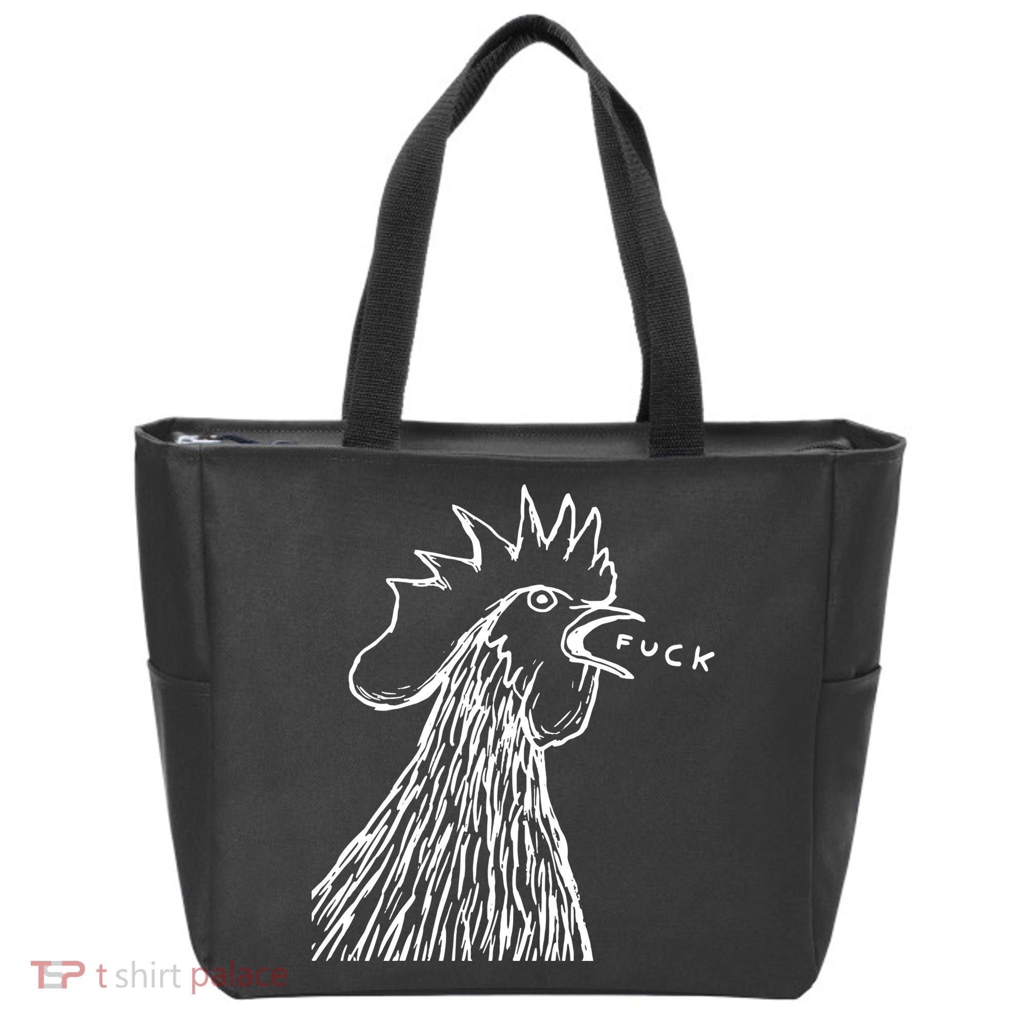 Funny Chicken Rooster Saying Fuck Tote Bag
