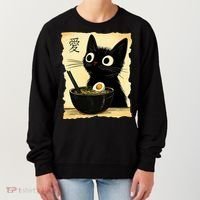 Funny Cat Ramen Graphic Japanese Kawaii Anime Cat Women's Sweatshirt thumb 0