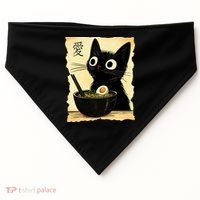 Funny Cat Ramen Graphic Japanese Kawaii Anime Cat USA-Made Doggie Bandana thumb 0