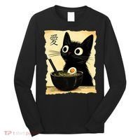 Funny Cat Ramen Graphic Japanese Kawaii Anime Cat Long Sleeve Shirt thumb 0