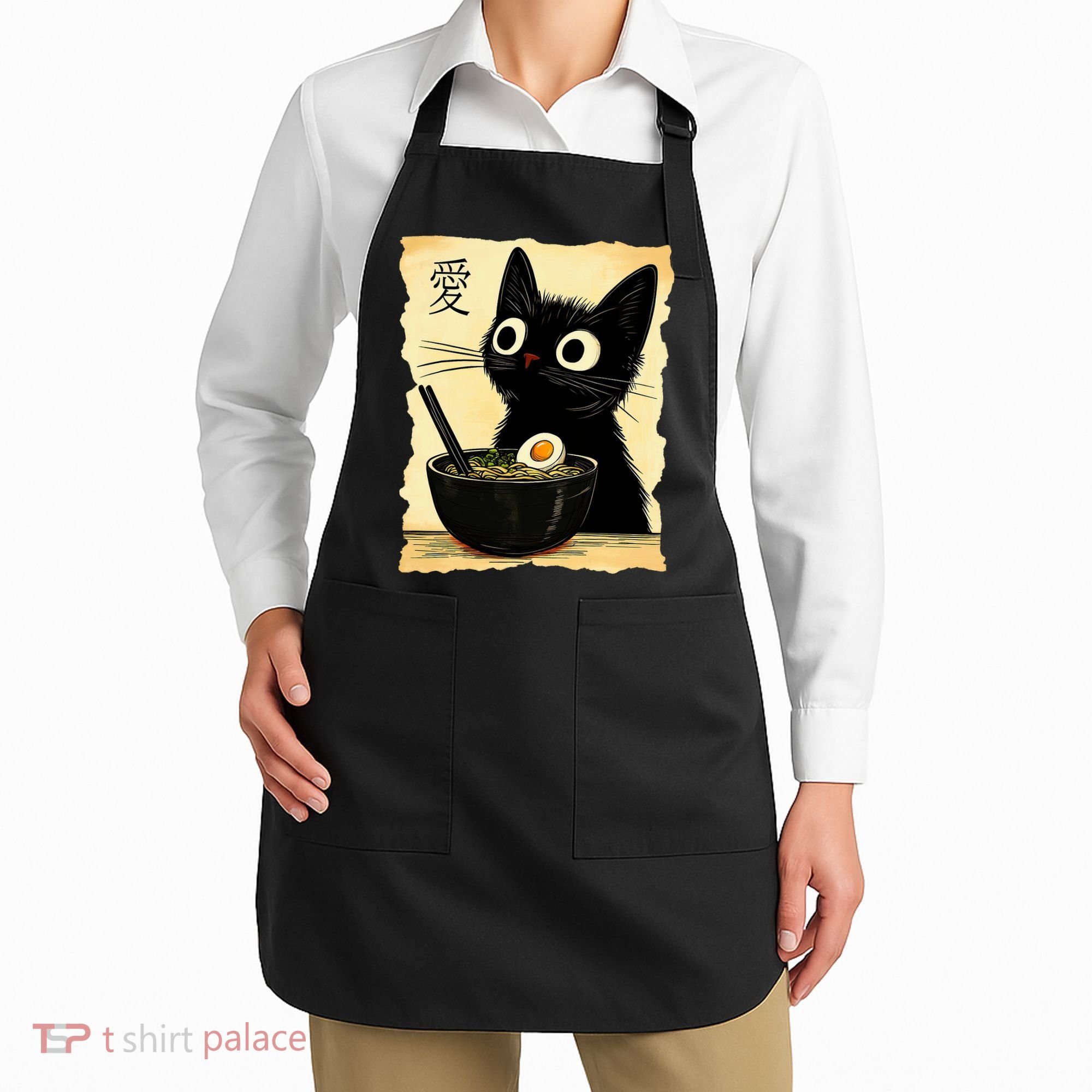 Funny Cat Ramen Graphic Japanese Kawaii Anime Cat Apron