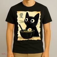 Funny Cat Ramen Graphic Japanese Kawaii Anime Cat T-Shirt thumb 3