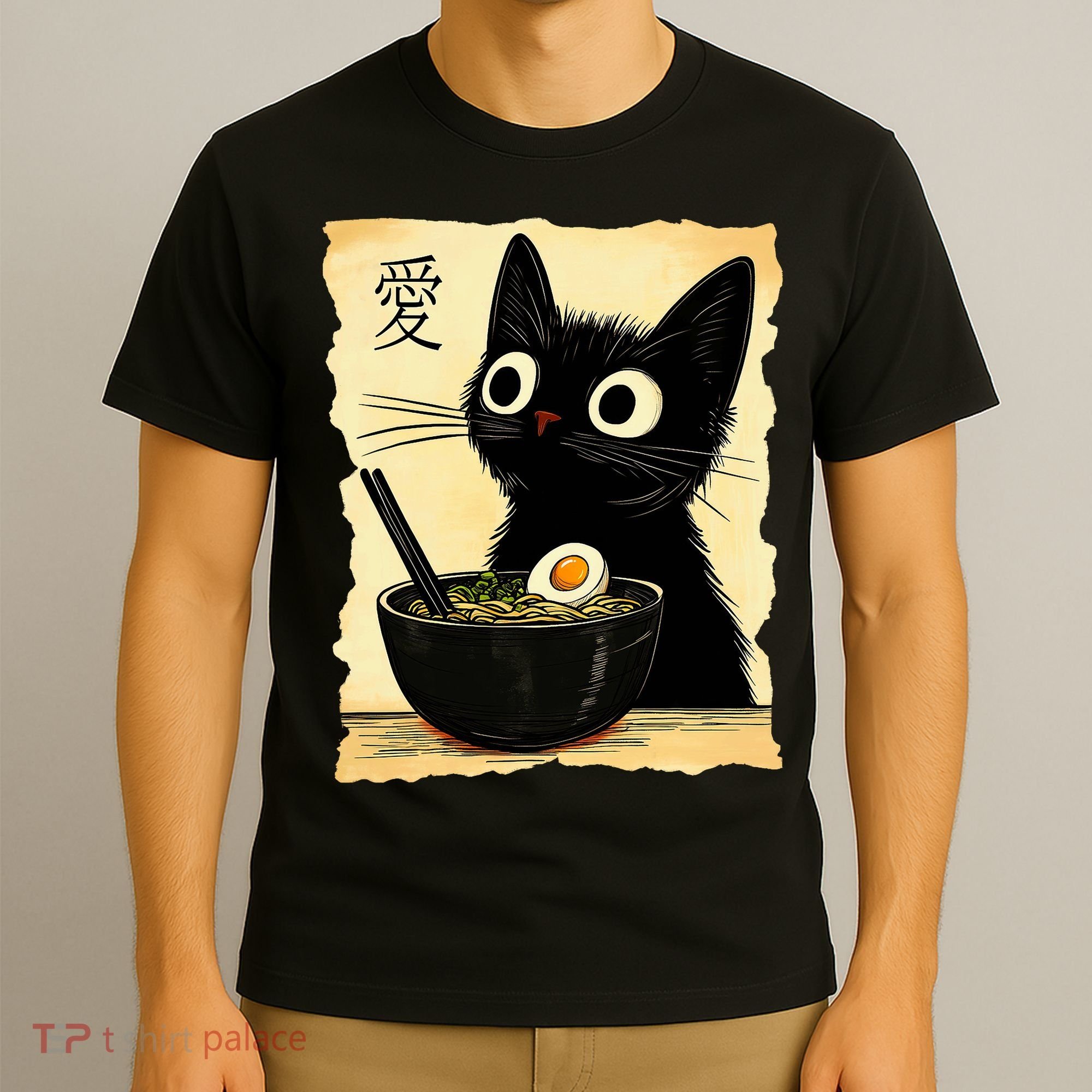 Funny Cat Ramen Graphic Japanese Kawaii Anime Cat T-Shirt