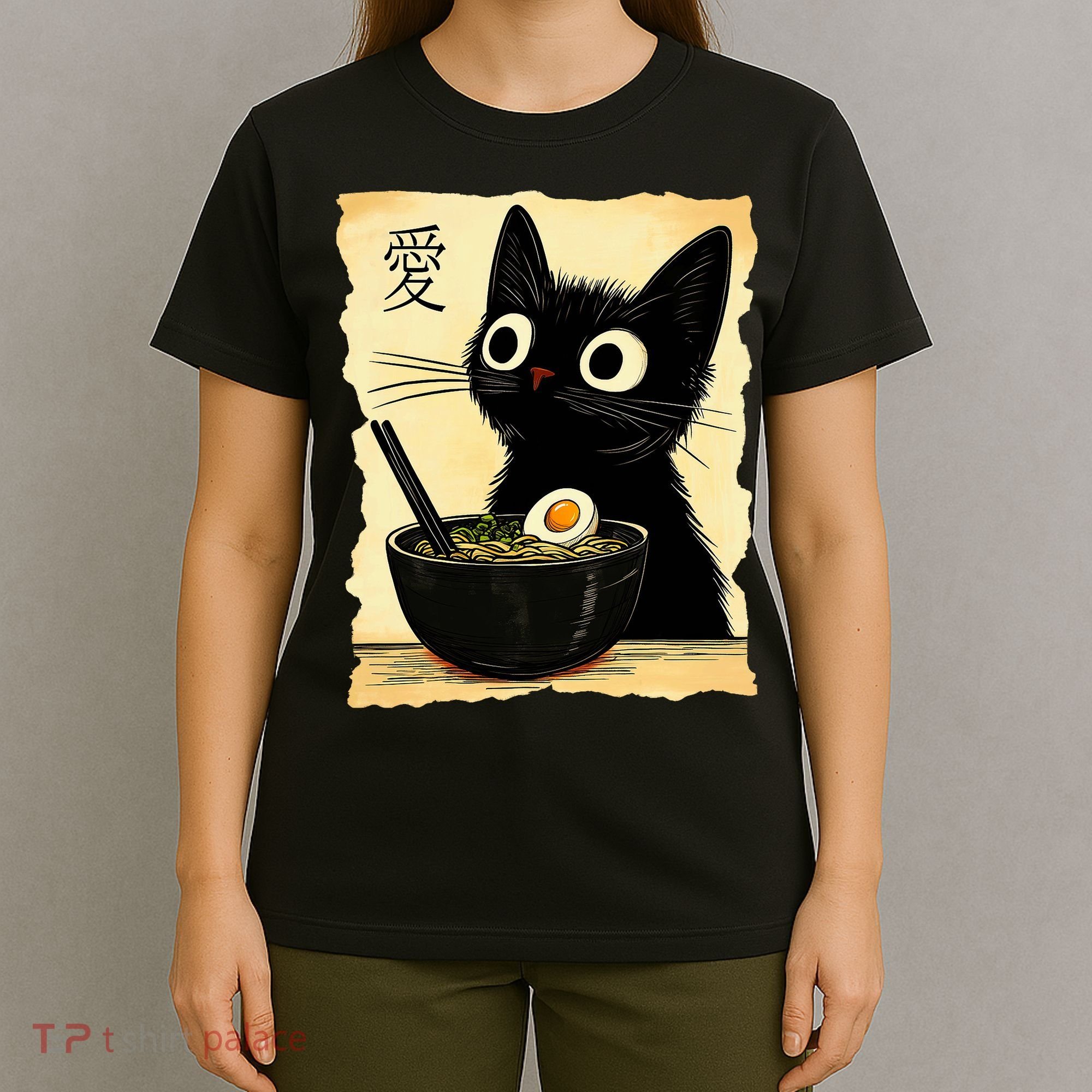 Funny Cat Ramen Graphic Japanese Kawaii Anime Cat T-Shirt