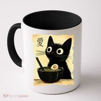 Funny Cat Ramen Graphic Japanese Kawaii Anime Cat Coffee Mug thumb 0