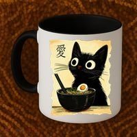 Funny Cat Ramen Graphic Japanese Kawaii Anime Cat Coffee Mug thumb 2