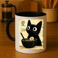 Funny Cat Ramen Graphic Japanese Kawaii Anime Cat Coffee Mug thumb 4