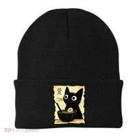 Funny Cat Ramen Graphic Japanese Kawaii Anime Cat Beanie thumb 0
