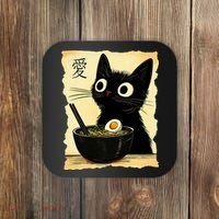 Funny Cat Ramen Graphic Japanese Kawaii Anime Cat Coaster thumb 0
