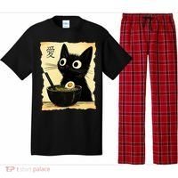 Funny Cat Ramen Graphic Japanese Kawaii Anime Cat Pajama Set thumb 0