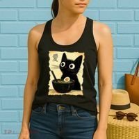 Funny Cat Ramen Graphic Japanese Kawaii Anime Cat Women's Tank Top thumb 2