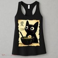 Funny Cat Ramen Graphic Japanese Kawaii Anime Cat Women's Tank Top thumb 3