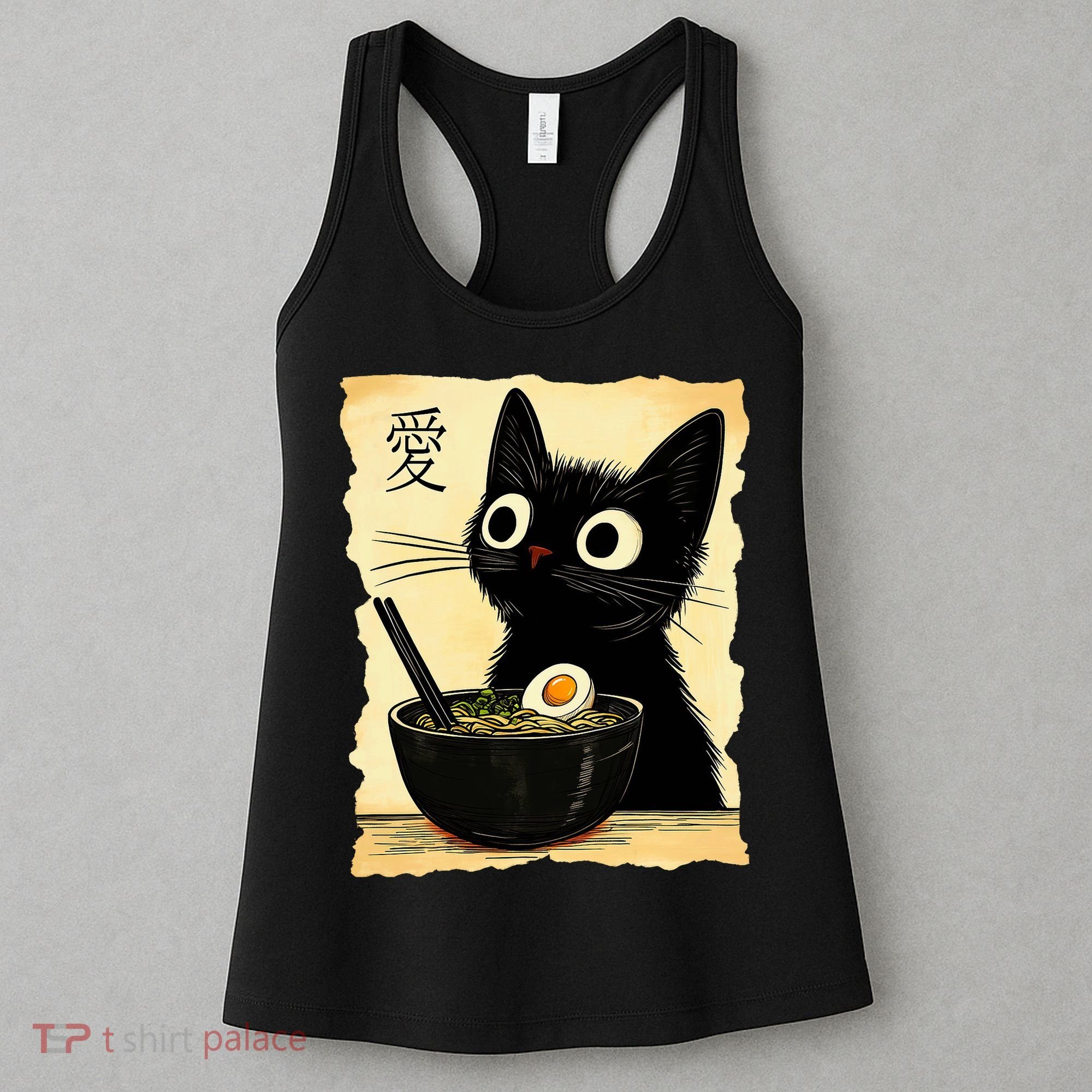 Funny Cat Ramen Graphic Japanese Kawaii Anime Cat Women's Tank Top