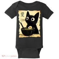 Funny Cat Ramen Graphic Japanese Kawaii Anime Cat Baby Bodysuit thumb 0