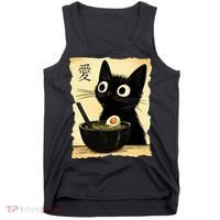 Funny Cat Ramen Graphic Japanese Kawaii Anime Cat Tank Top thumb 0
