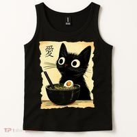 Funny Cat Ramen Graphic Japanese Kawaii Anime Cat Tank Top thumb 2