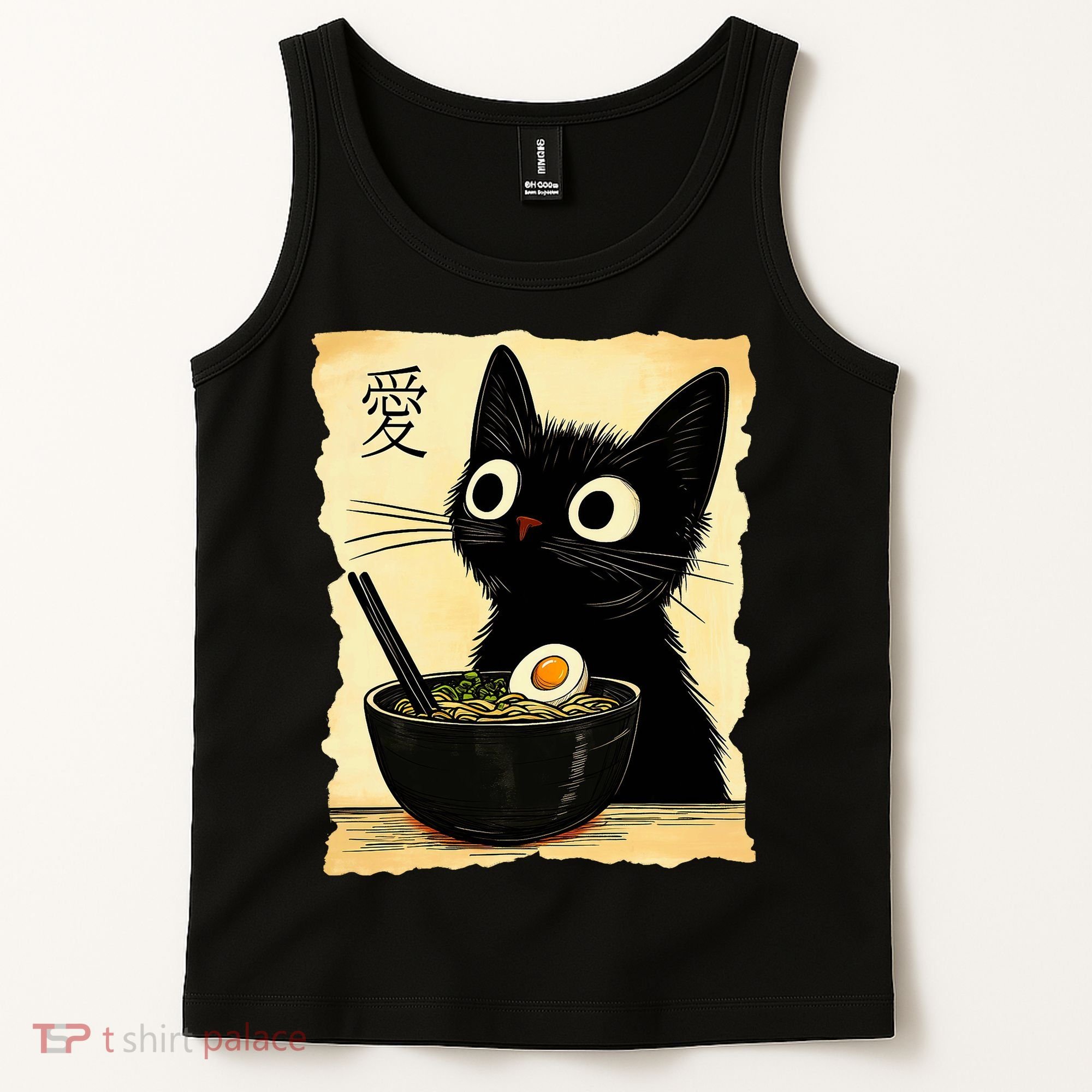 Funny Cat Ramen Graphic Japanese Kawaii Anime Cat Tank Top