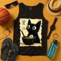 Funny Cat Ramen Graphic Japanese Kawaii Anime Cat Tank Top thumb 4