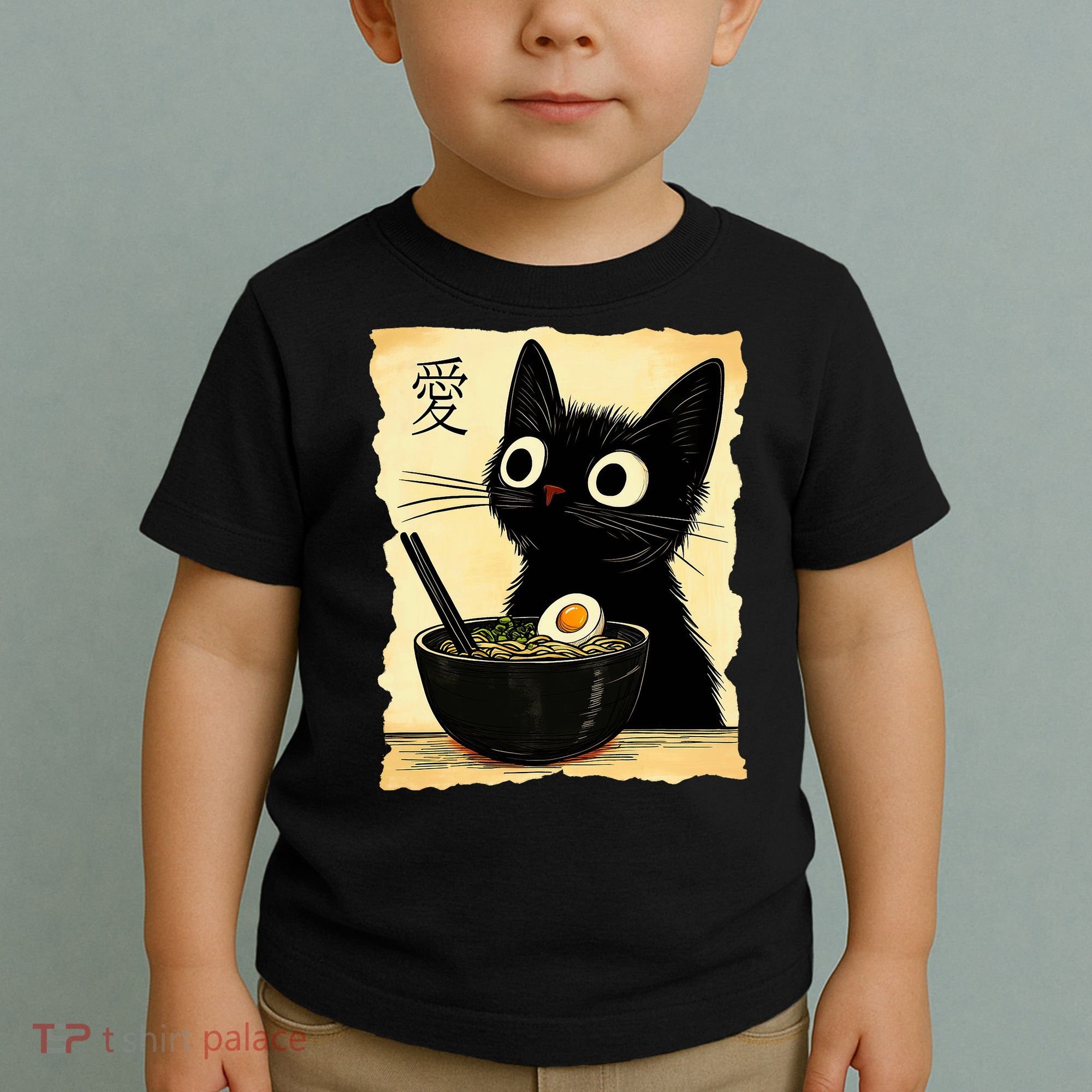 Funny Cat Ramen Graphic Japanese Kawaii Anime Cat Toddler T-Shirt