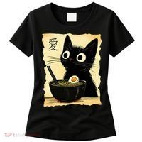 Funny Cat Ramen Graphic Japanese Kawaii Anime Cat Women's T-Shirt thumb 0