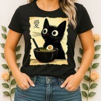 Funny Cat Ramen Graphic Japanese Kawaii Anime Cat Women's T-Shirt thumb 2