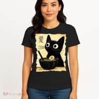 Funny Cat Ramen Graphic Japanese Kawaii Anime Cat Women's T-Shirt thumb 4
