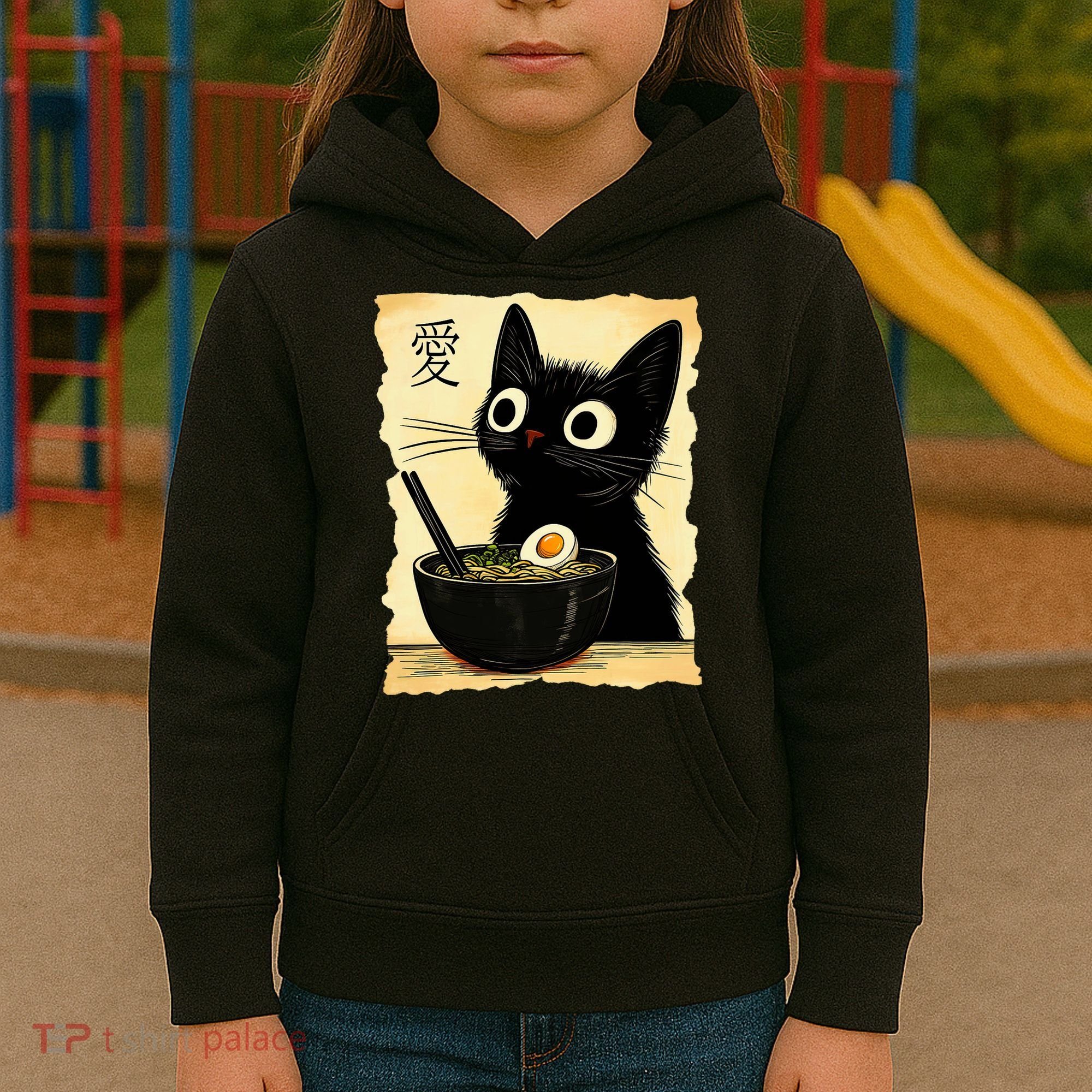 Funny Cat Ramen Graphic Japanese Kawaii Anime Cat Kids Hoodie