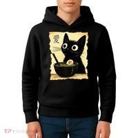 Funny Cat Ramen Graphic Japanese Kawaii Anime Cat Kids Hoodie thumb 4