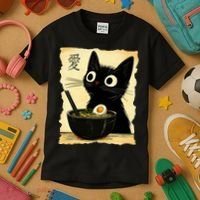 Funny Cat Ramen Graphic Japanese Kawaii Anime Cat Kids T-Shirt thumb 3
