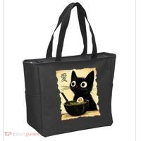 Funny Cat Ramen Graphic Japanese Kawaii Anime Cat Tote Bag thumb 2