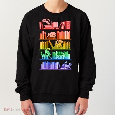 Funny Colorful Rainbow Library Cats Women's Sweatshirt