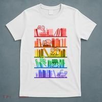 Funny Colorful Rainbow Library Cats T-Shirt thumb 5
