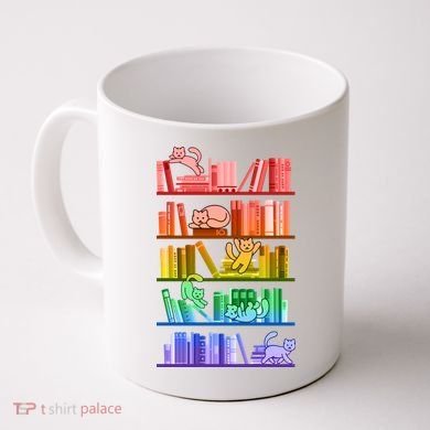 Funny Colorful Rainbow Library Cats Coffee Mug