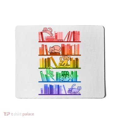 Funny Colorful Rainbow Library Cats Mousepad