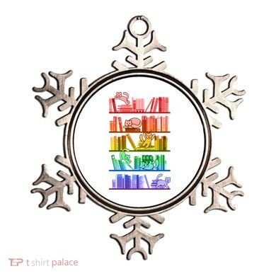 Funny Colorful Rainbow Library Cats Ornament