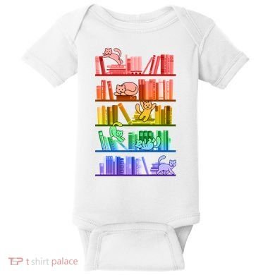 Funny Colorful Rainbow Library Cats Baby Bodysuit