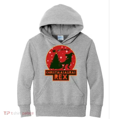 Funny Christmasaurus Rex Kids Hoodie
