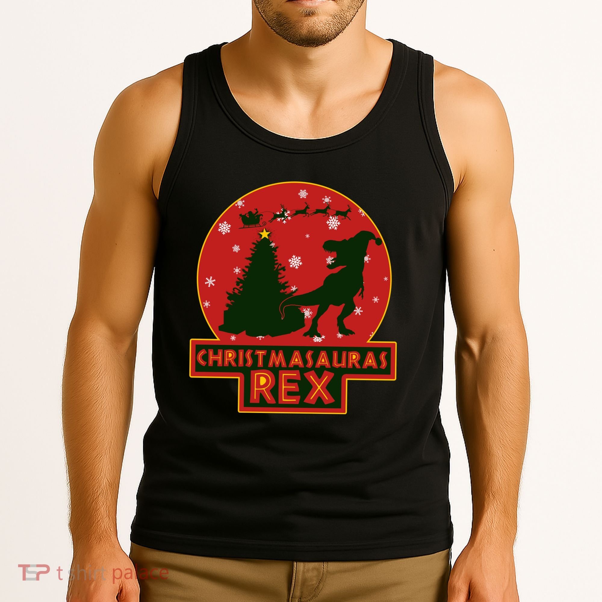 Funny Christmasaurus Rex Tank Top