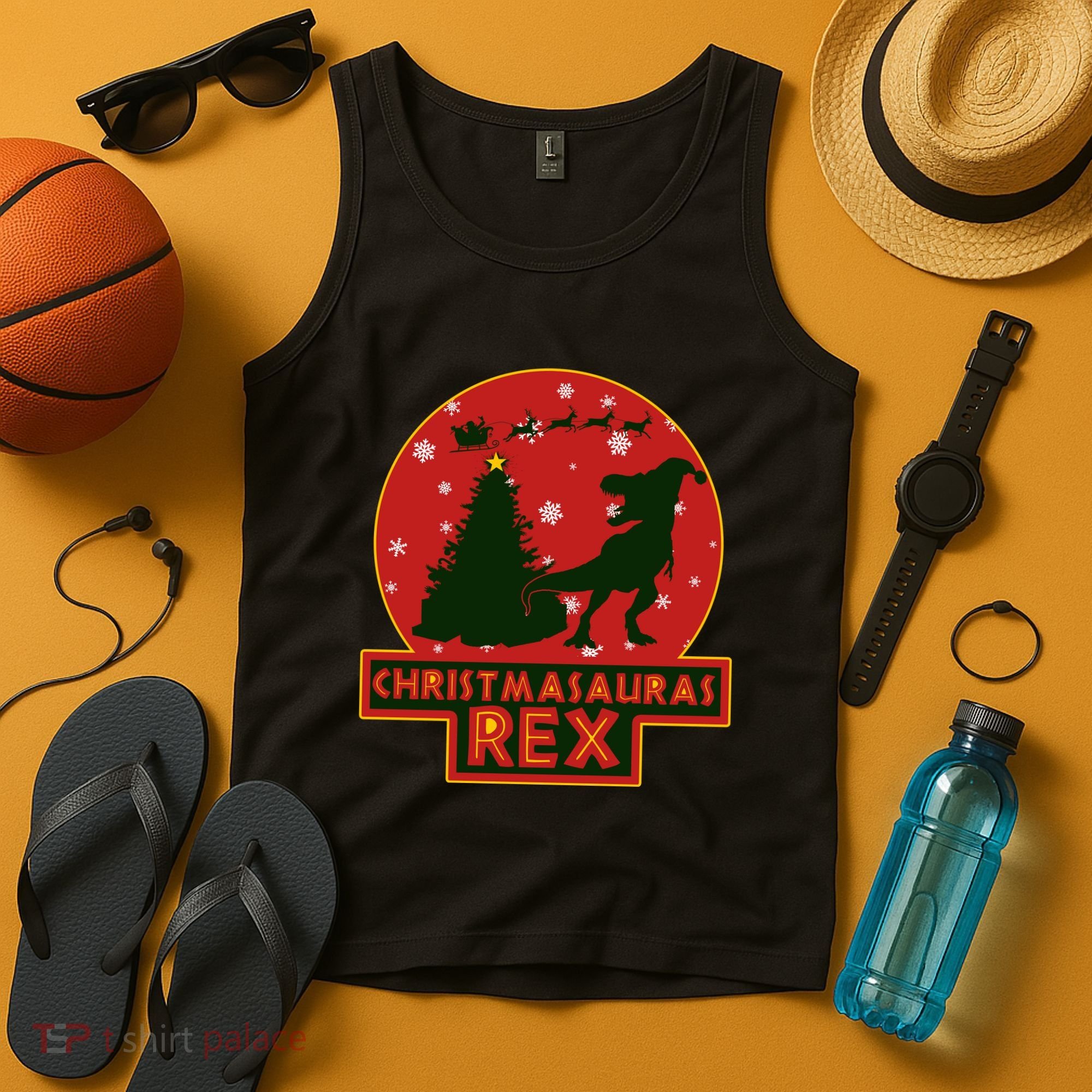 Funny Christmasaurus Rex Tank Top