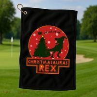 Funny Christmasaurus Rex Golf Towel thumb 1