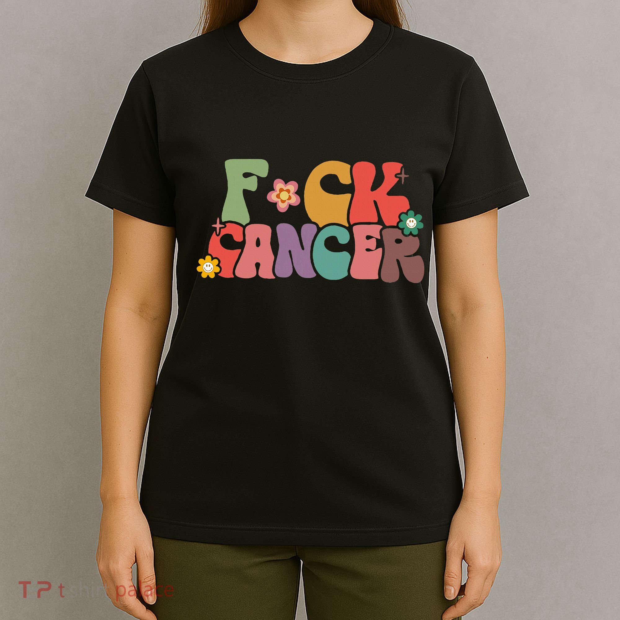 Fuck Cancer Retro Groovy All Cancer Awareness Women T-Shirt