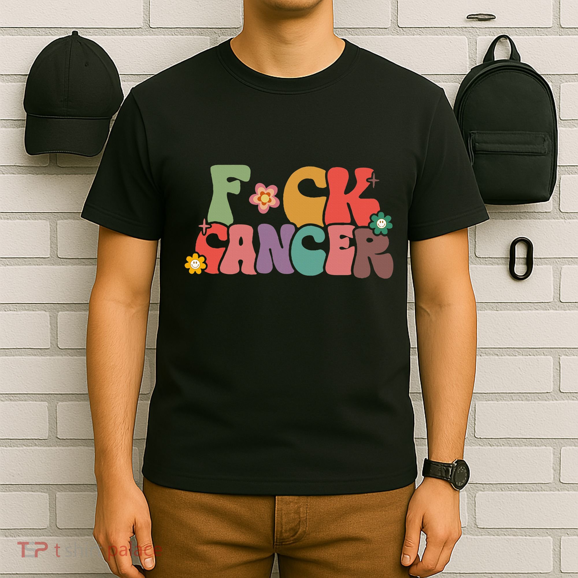 Fuck Cancer Retro Groovy All Cancer Awareness Women T-Shirt
