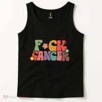 Fuck Cancer Retro Groovy All Cancer Awareness Women Tank Top thumb 2