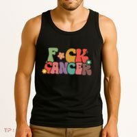 Fuck Cancer Retro Groovy All Cancer Awareness Women Tank Top thumb 3