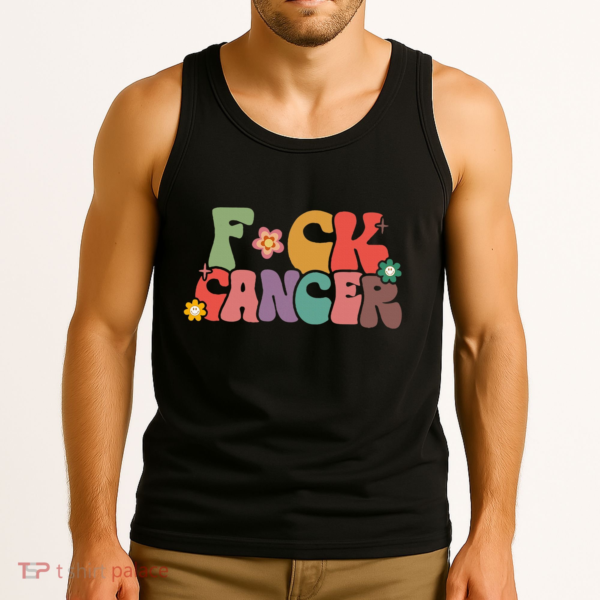Fuck Cancer Retro Groovy All Cancer Awareness Women Tank Top