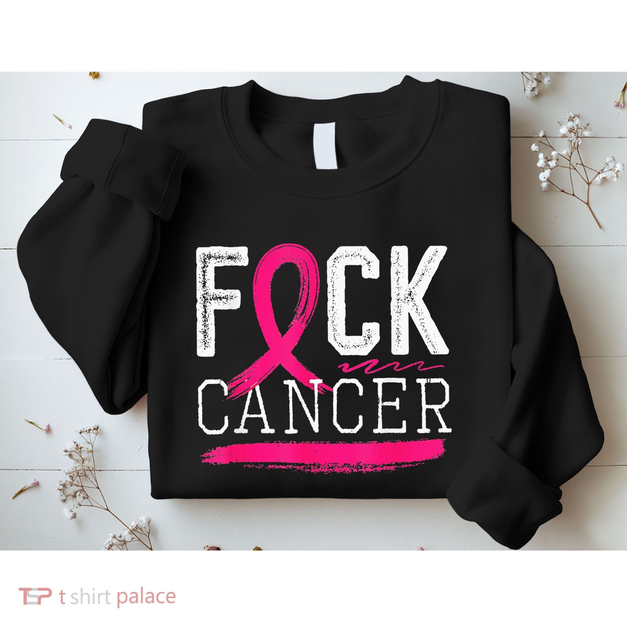 Fuck Cancer Retro Distressed Breast Cancer Awareness Month Sweatshirt