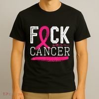 Fuck Cancer Retro Distressed Breast Cancer Awareness Month T-Shirt thumb 3